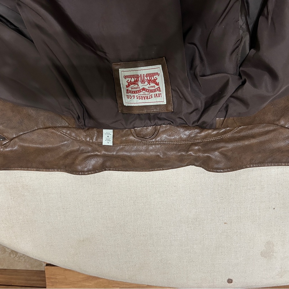 Levi's Brown Leather Shirt Jacket - Picture 8 of 8